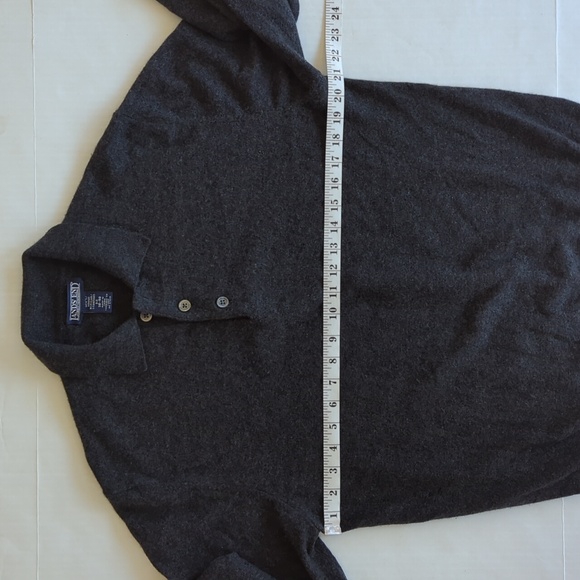 Lands' End Cashmere Polo Long Sleeve Sweater MEDIUM 38-40 Gray Heathered Black - Picture 13 of 16